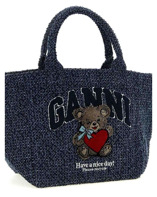 Ganni Blue Small Shopping Bag