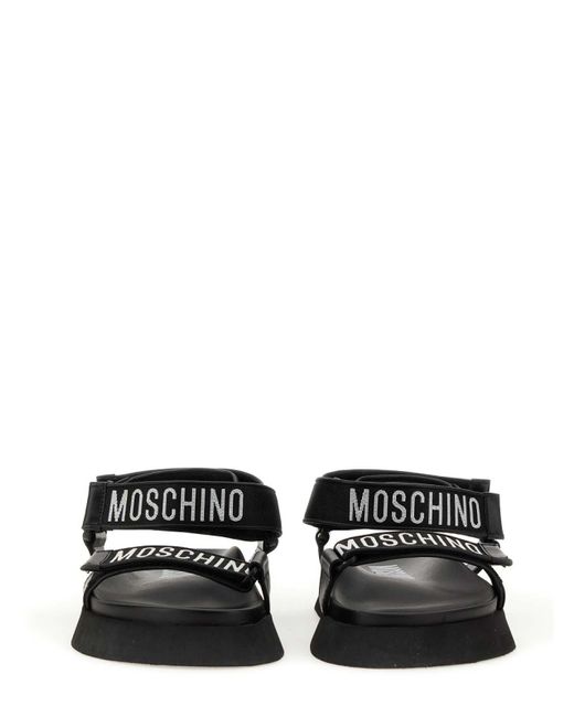 Moschino Black Sandal With Logo for men