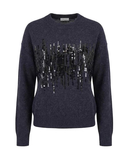 Peserico Blue Round Neck Sweater