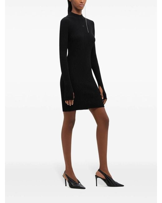 Courreges Black Organic Cotton Mini Dress