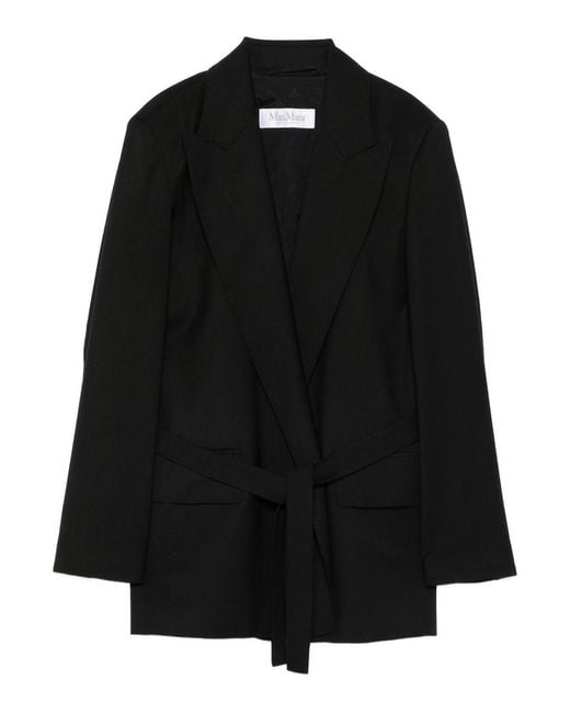 Max Mara Black Belted Woollen Cloth Blazer