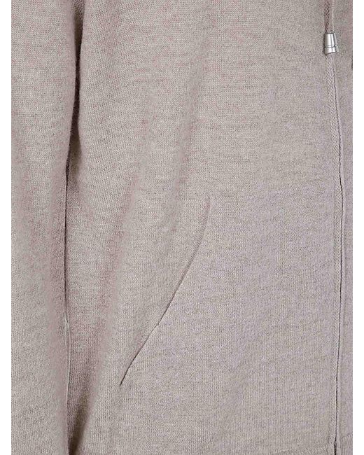 FILIPPO DE LAURENTIIS Gray Long Sleeves Cashmere Wool Full Zip Hoodie for men