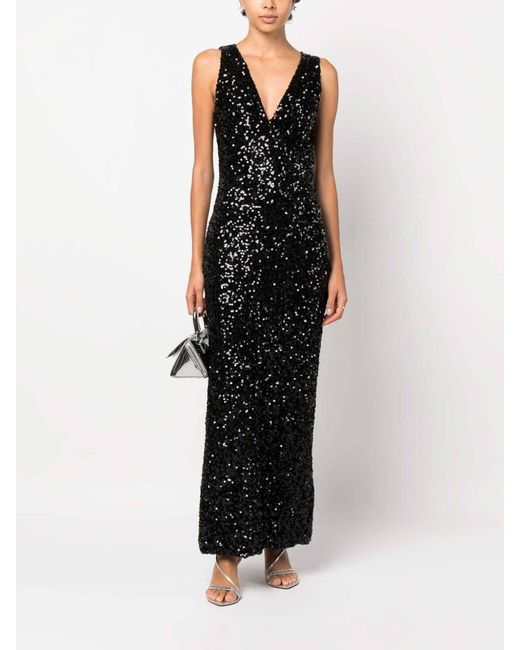 P.A.R.O.S.H. Black Sequin-Embellished Dress