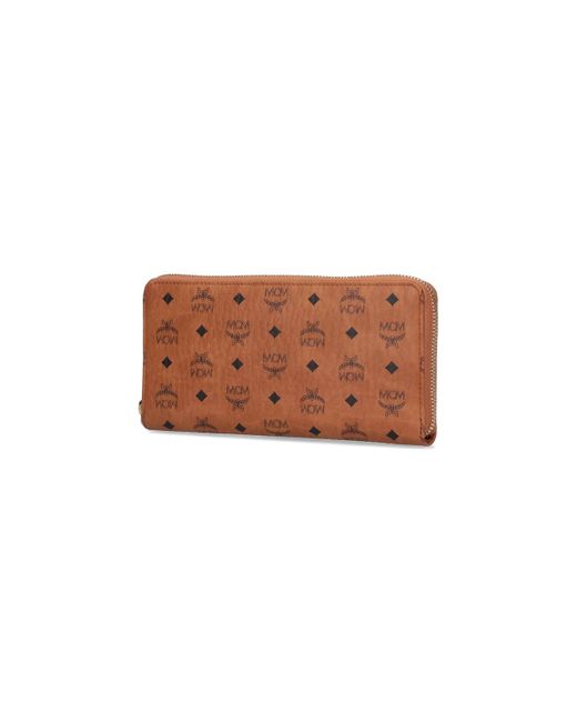 MCM Brown Large Zip Wallet for men