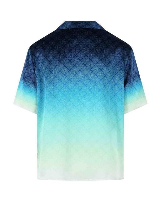 Casablanca Blue Circuit Monogram' Silk Shirt for men