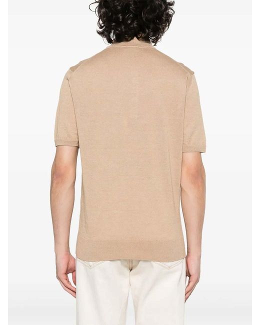 Drumohr Natural Buttoned Polo With Logo for men