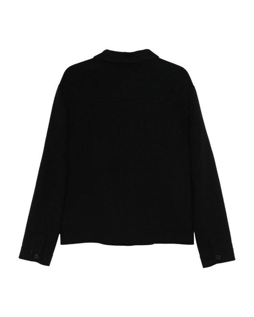 Low Brand Black Double Wool Jacket With Patch Pockets for men