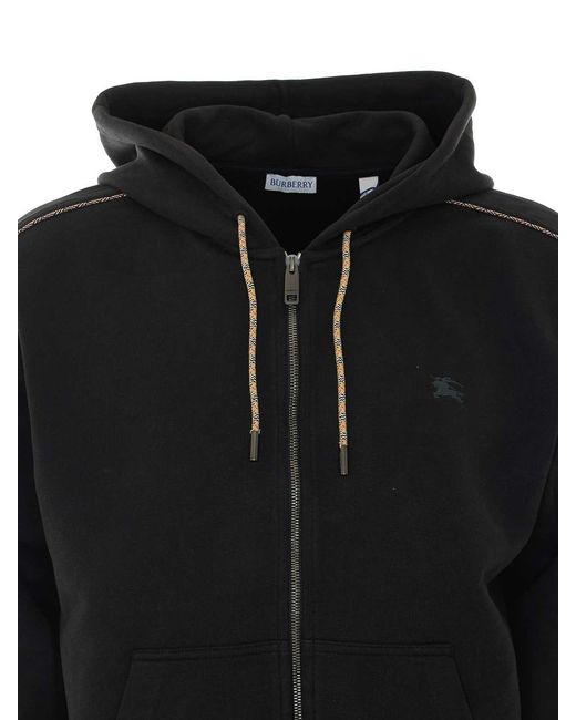 Burberry Black Sweatshirt With Zip Closure for men