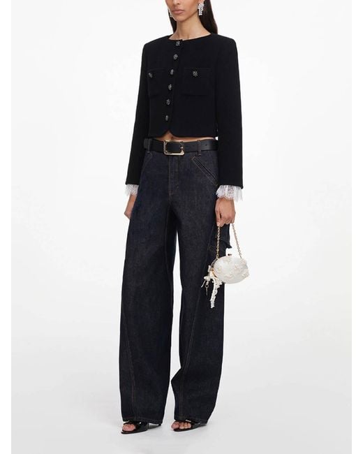Self-Portrait Black Button Down Jacket