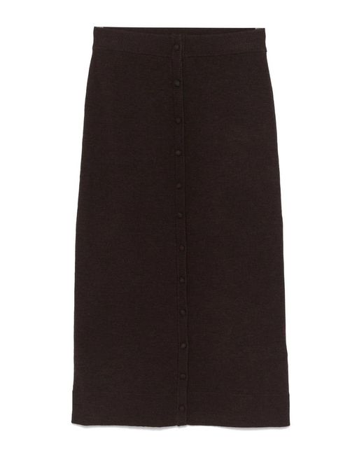 Victoria Beckham Black Button-Detail Midi Skirt