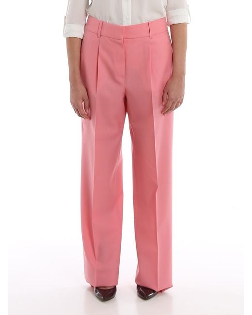 Givenchy Pink Wool Wide Leg Trousers