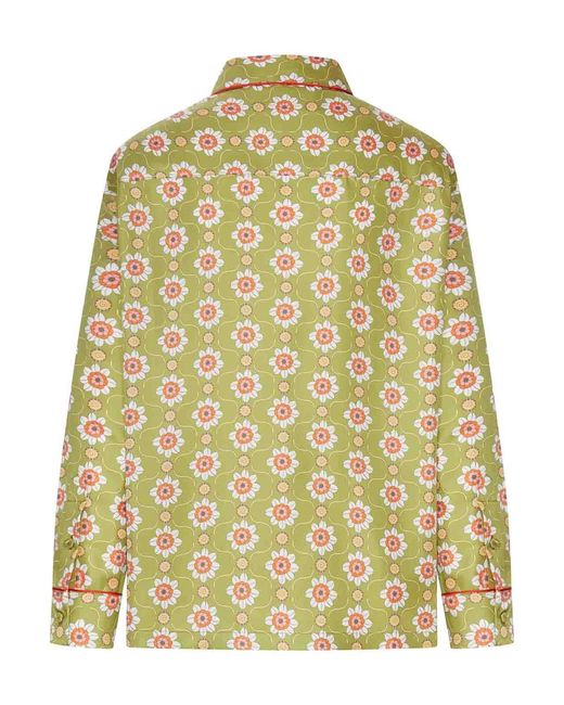 LaDoubleJ Yellow Silk Shirt With Floral Print