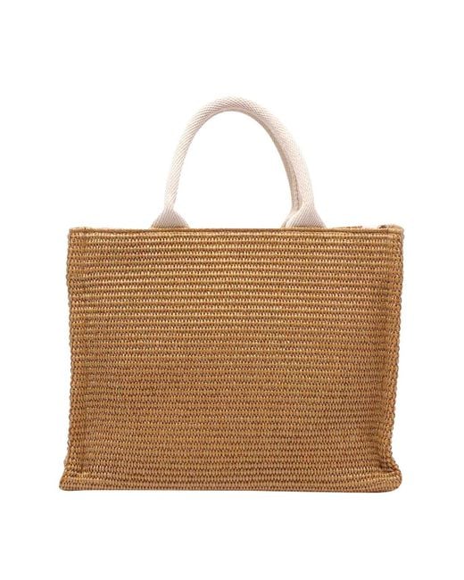 Marni Brown Raffia Small Tote Bag