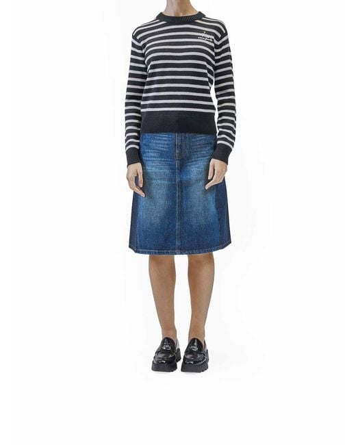 Marc Jacobs Blue Joy Striped Crewneck