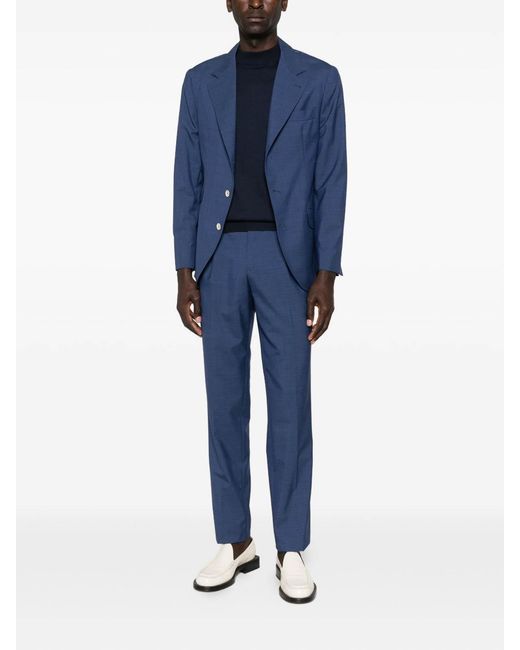 Brunello Cucinelli Blue Single-Breasted Suit With Peak Lapels for men