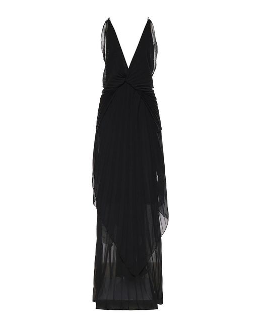 Genny Black Long Pleated Dress