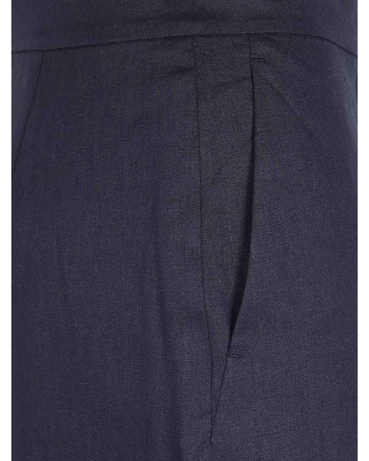 Max Mara Blue Tapioca Linen Classic Trousers