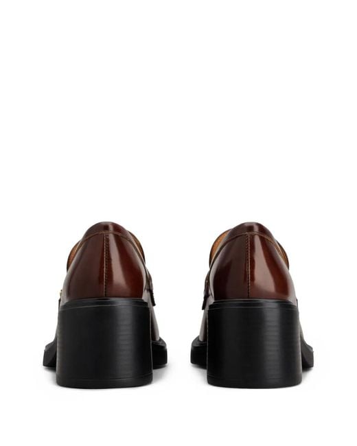 Tod's Brown Leather Heeled Penny Loafers Shoes