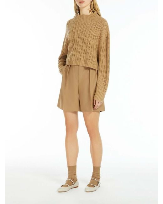 Max Mara Natural Wool And Cashmere Crop Sweater