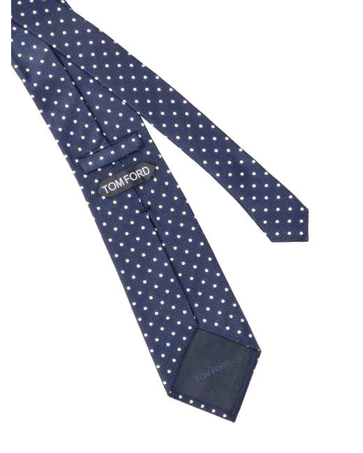 Tom Ford Blue Polka Dot Silk Tie for men