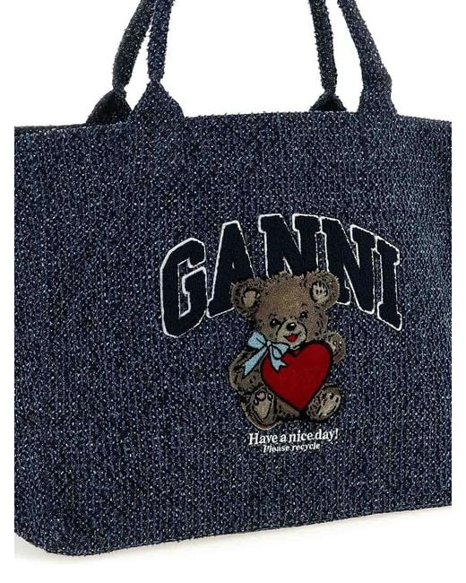 Ganni Blue Xxl Shopping Bag
