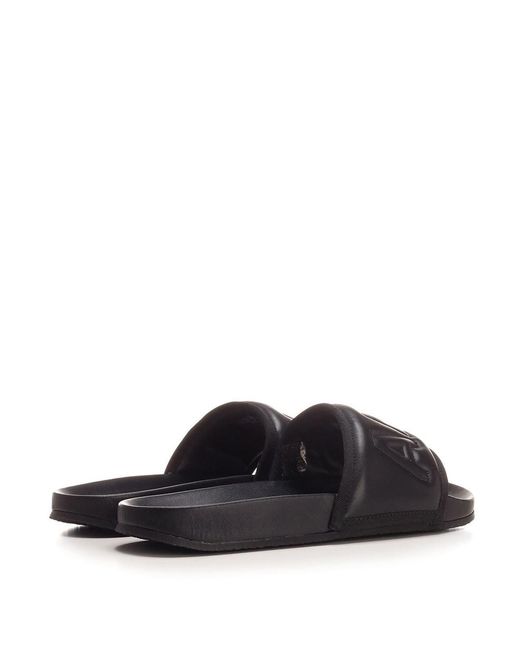 Ambush White Leather Branded Sliders for men
