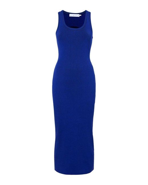 Proenza Schouler Blue Reese Dress In Plaited Rib Knits