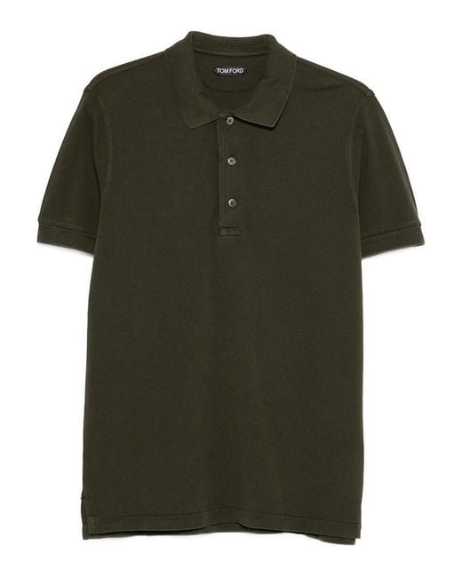 Tom Ford Green Lyocell Piquet Short Sleeves Polo Shirt for men