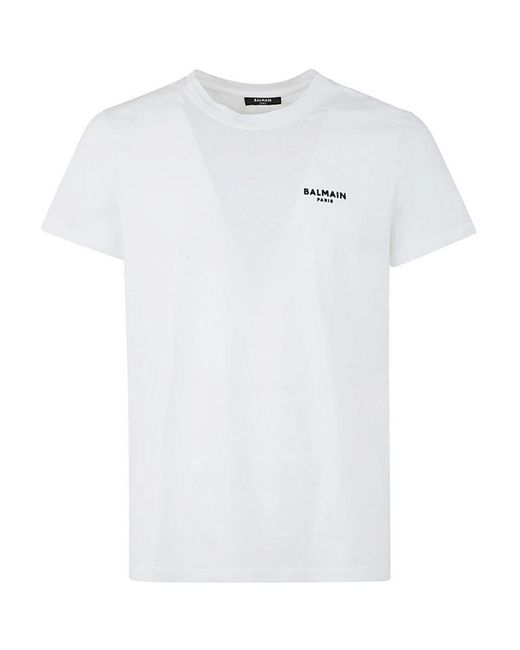 Balmain White Flock T-shirt Classic Fit for men