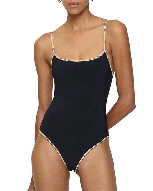 Burberry Black Check Detail Swimsuit