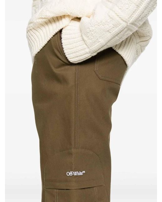 Off-White c/o Virgil Abloh Green 'Bookish' Cotton Round Pocket Cargo Pants for men