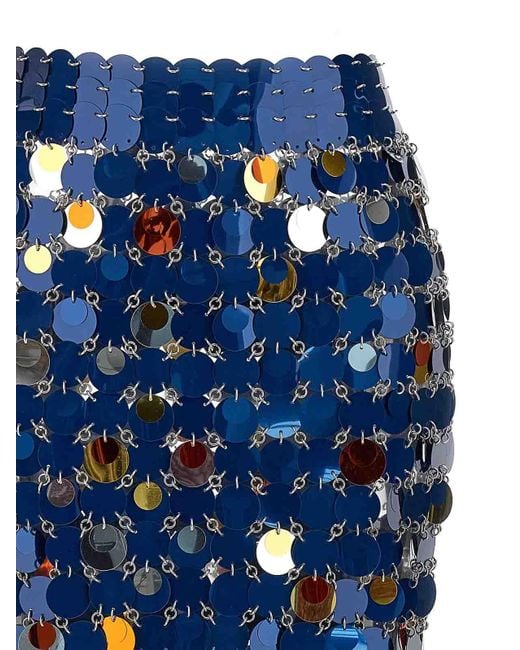Rabanne Blue Sequin Midi Skirt