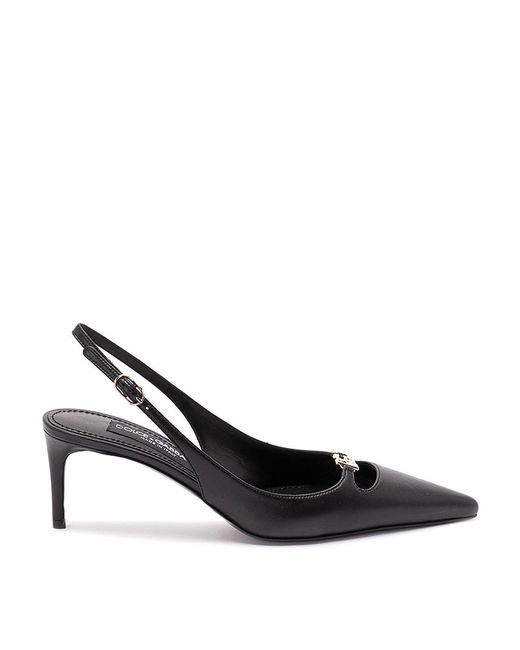 Dolce & Gabbana White Silk-Effect Nappa Leather Slingbacks