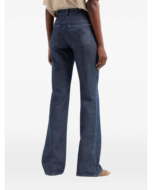 Giorgio Armani Blue 5-Pocket Stretch Denim Flared Trousers