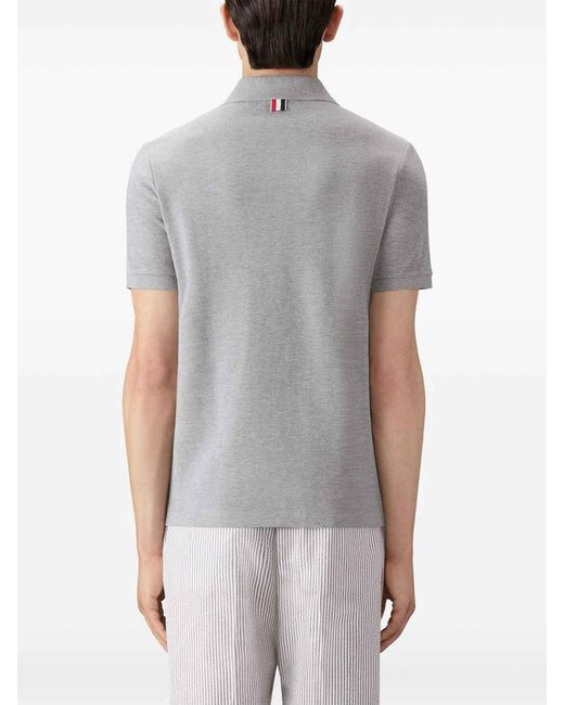 Thom Browne Gray Cotton Polo Shirt for men