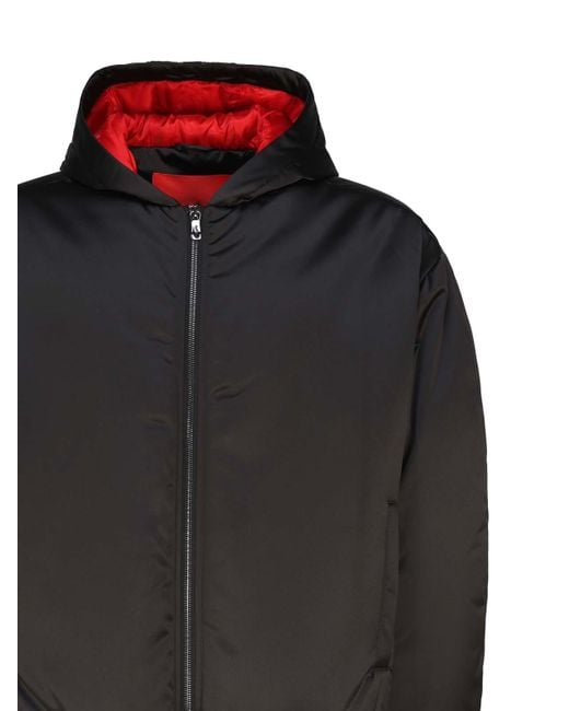 Ferrari Black Shiny Fabric Bomber Jacket With Hood
