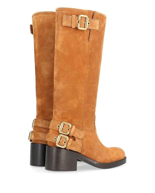 Chloé Brown Dakota Suede Biker Boots