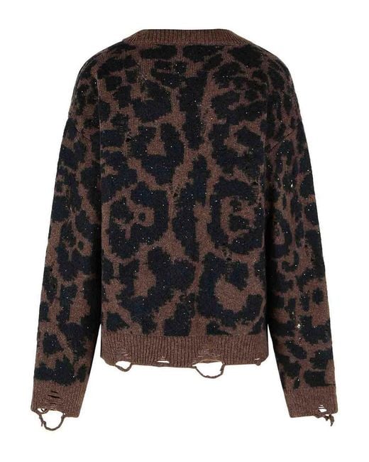Laneus Black Leopard Jacquard Cardigan for men