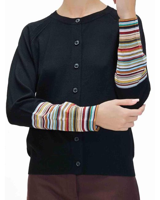 Paul Smith Blue Cardigan Merinos Maniche Stripes