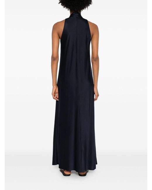 forte forte blue dress abito crepe de chine viscosa stampa dress