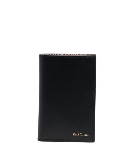 Paul Smith Black Leather Stripe-Print Cardholder for men