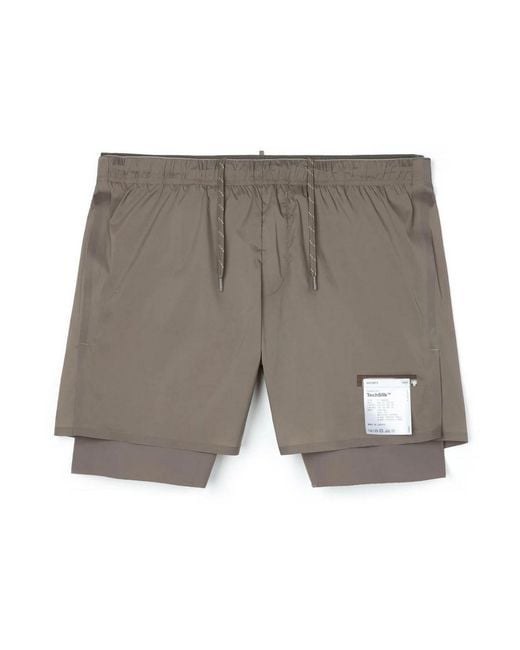 Satisfy Gray 8 Inch Techsilk Double Layer Running Shorts for men