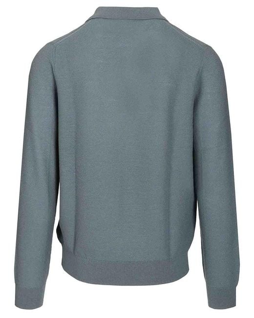 Paul Smith Blue Knitted Polo Shirt for men