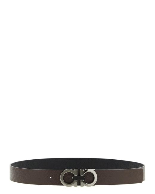 Ferragamo White Reversible Belt for men