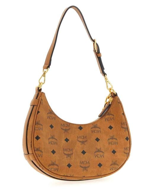 MCM White Aren Crescent Hobo Shoulder Bag