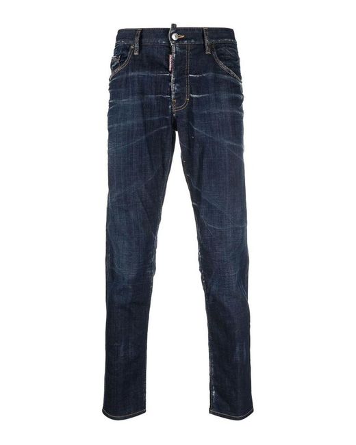 DSquared² Blue Bleach-effect Skinny Jeans for men