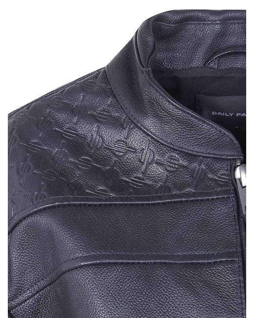Daily Paper Blue Structured Leather Jacket for men