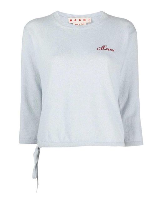 Marni Blue Sweater With Logo