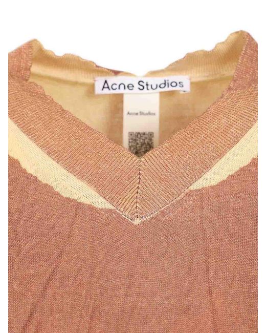 Acne Pink Crumpled V-Neck Sweater