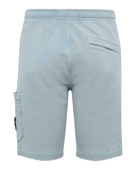 Stone Island Blue Fleece Bermuda Shorts for men